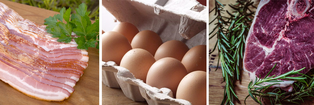 Fresh eggs, beef, poultry and veal