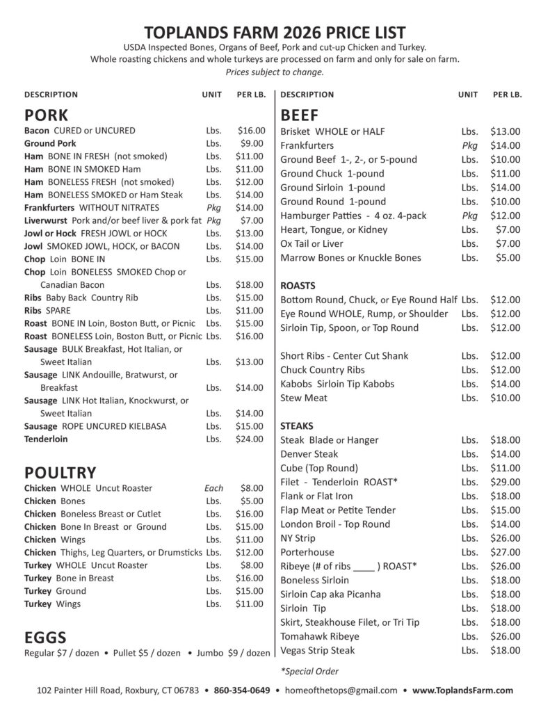 2026 Price List